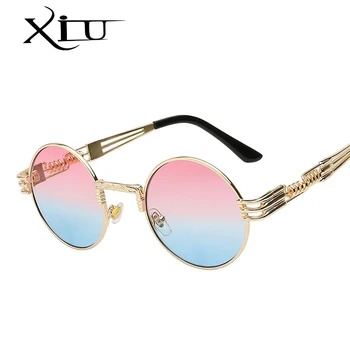 XIU Classic Vintage Steampunk sončna Očala Ženske Okrogla Kovinska sončna Očala blagovne Znamke Modno Oblikovanje Očala Oculos UV400