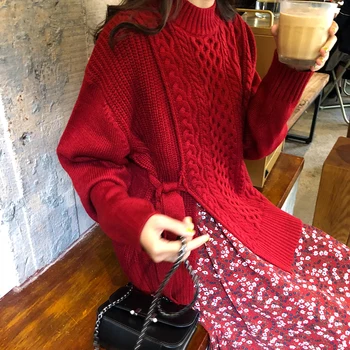 2019 jesen in zimo, korejski slog, barva toplo obleko pleteni puloverji ženske čipke puloverji in puloverji ženska (N0046)