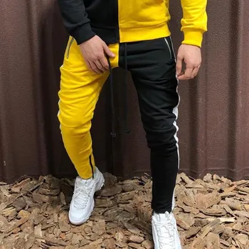 Novo modno oblikovanje, šivanje dveh barvnih hlače za moške ulične moških priložnostne moška oblačila 2019 jogger zadrgo hlač