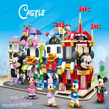 Disney Film Poln Serices Igrača gradniki Mickey Minnie Raca Grad Parada Modela Avtomobila Bloki za Dekleta Boy Toy Darilo Unisex
