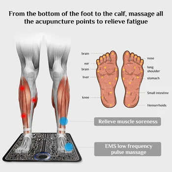 EMS Foot Pad Smart Akupunktura, Masaža Stopal Blazine Vibracije Impulza Električna Noge, Stopala Massager Pedikura Stroj