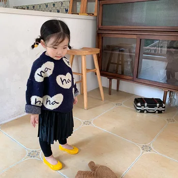 Otroški Pulover 2020 Pozimi Nov Baby Fantje Dekleta korejski Puloverju Puloverji Moda Pismo, Ljubezen, Otroci Plesti Pulover Otroška Oblačila