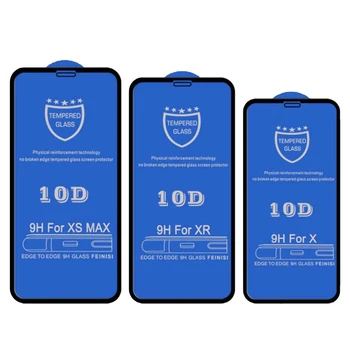 50pcs 10D Kaljeno Steklo Za iPhone Mini 12 11 Max Pro XS XR X 8 7 6 6S Plus SE Polno Zajetje Zajema Ukrivljen Zaslon Patron Film