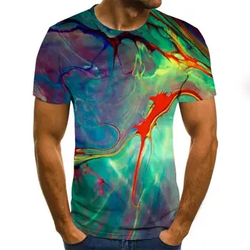Moške poletne darkice barvni vzorec tiskanje kratek rokav krog vratu T-shirt fashion majica
