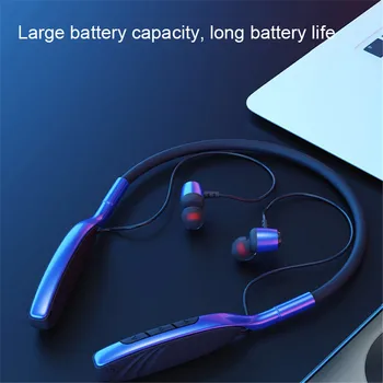 Brezžični Vratu Visi Kovinski Športne Slušalke Bluetooth 5.0 Stereo Zvočnik Magnetna Slušalke Z Mikrofonom Znoj Dokaz