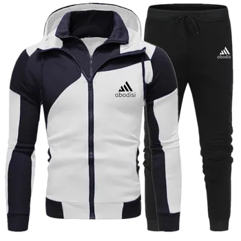 Nove Zimske Moške Oblačila za Moške Določa Tiskanje Hoodie Nastavite Runo Zadrgo Majica Priložnostne Šport Sweatpants Mens Trenirke 2020