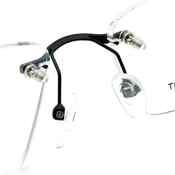 Titana Očala Rimless Kvadratnih Optičnih Očal Okvir Pregleden objektiv Ultra-lahkih Acetat Očala Noge Vrh kakovosti 5006J