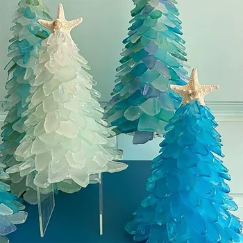 DIY Božič Modra Božično Drevo Morje Stekla Edinstveno Ustvarjalno Dekoracijo Ocean Beach Smolo Božično Dekoracijo
