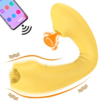 Aplikacijo Bluetooth Vagina Sesanju Vibrator 10 Hitrostih z vibriranjem Bedak Oralni Seks Sesalna Klitoris Stimulator Erotično Sex Igrače za Ženske