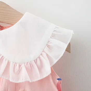 Melario Baby Girl Oblačenja Nov Poletni Otroški Kostum Jagode Tiskanja Princesa Obleko Z Srčkan Fox Obesek Infrant Otroška Oblačila