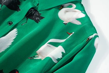 Ženske Čista Svila zelena belovrati Gumb navzdol Dolgimi Rokavi Obleka Kimono Jopico Šal Plašč Bluzo Poletje Plaža prikriti JN376