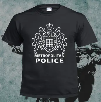 2019 Poletje Moda Vroče Prodaje Moške O-Vratu T Shirt je Navdihnila, združeno KRALJESTVO London Metropolitan Police Policaji Scotland Yard Black T Shirt Design