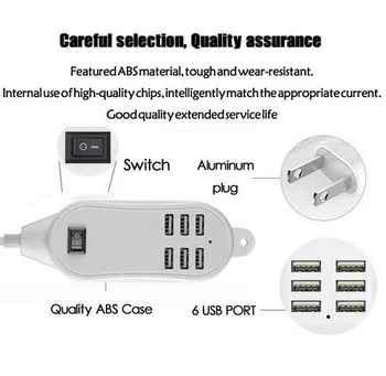 NOYOKERE za izmenični Tok 6 Vrat USB Polnilnik Hub Namizje EU/ZDA/VB Vtič v električno Vtičnico Reže za Polnjenje Razširitev Vtičnico