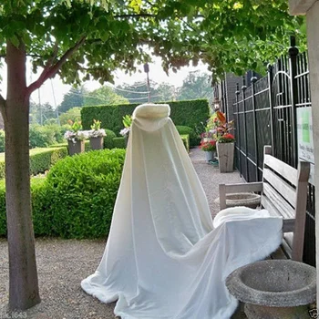 Poročne Pozimi Poročno Obleko Hooded Plašč, Ogrinjalo, Specializiranimi Za Umetno Krzno, Poročne Mantles Obloge