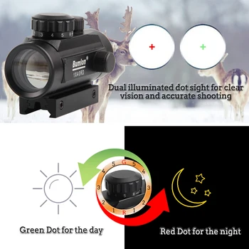 Taktično Rdeča Zelena Pika Pogled Puška Področje Anti-glare reflektivni prevlečeni leče Lov Airsoft Križ 11 & 20 mm Železniškega Gori 5-0024
