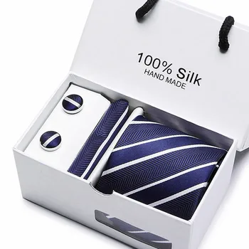Darilo polje pakiranje moške blagovne znamke luksuzni kravatni žep kvadratnih poroko moške vratu vezi svileno kravato nastavitev zapestne gumbe, handkerchief