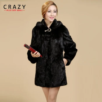 Novo 2019 Ženske Plus Velikost Ženske Oblačila 5XL 4XL Moda Srednje Dolg Luksuzni Ponaredek Mink Fur Coats Črno Bel Specializiranimi za umetno Krzno Plašč