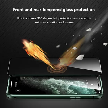 Magnetne Kovine Adsorpcije Steklo Ohišje Za iPhone 12Mini 11 12 Pro XS Max XR SE2020 X 7 8 Plus Kamere Zaščitni Pokrovček Telefona Primeru