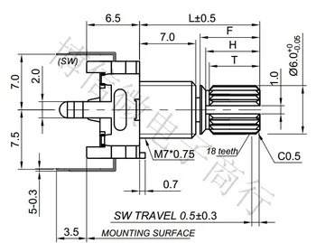 20Pcs Rotacijski Kodirnik,Kodo za Vklop/Es11/ Audio Digitalni Potenciometer S Stikalom,5Pin, Ročaj Dolžina 20 mm