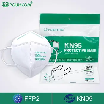 POWECOM 10PCS FFP2 KN95 Masko Respirator 95% Filtracijo Zaščitna 5 Slojni filter, Obraz, Usta Maske Dustproof Usta Žarilna Pokrov