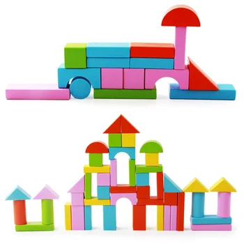 50pcs Classic Lesa, Barve Mavrice Bloki izobraževanje otrok gradniki Zgodnjega Učenja Pomoči Montessori baby lesene igrače darilo
