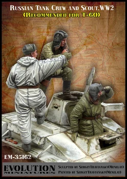 1/35 Sovjetski tank posadke in scout, 3 slika, Smole Model Vojak GK, Vojaško tematiko druge Svetovne Vojne, Nesestavljeni in unpainted kit