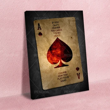 Poker Karte Oranžna Lopate Platno Slike Doma Dekor Modularni Slike Sodobne Natisnjen Plakat Za Steno Dnevne Sobe Umetnosti Okvir