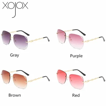 XojoX Rimless sončna Očala Ženske Luksuzne blagovne Znamke Oblikovalec Prevelik sončna Očala Ženske Letnik Diamond Pripomočki Očala UV400