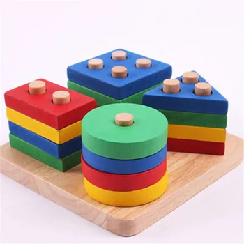 Barvita Geometrijske Oblike Ujemanja Igrače Za Otroke Zgodnjega Učenja Uresničevanje Roke-na Sposobnost Montessori Izobraževalne Lesene Igrače