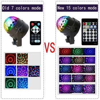 TUJEC 4W 15 Barve, Zvok Vključen Crystal Magic Ball RGB LED Razsvetljavo Učinek Stranka DJ Disco Svetilko Z Daljinskim upravljalnikom
