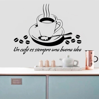 Zn cafe es sirmpre una buena ideja španski stenske nalepke, Dnevna soba, restavracija Nalepko ozadje dekoracijo kave nalepke RU182