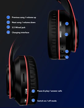B39 Bluetooth Slušalke brezžične Prenosne Zložljive Slušalke za Podporo klic mp3 predvajalnik Z Mikrofonom, LED Pisane Luči
