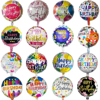 10pcs Happy Birthday 18 inch Praznovanje Okrogle Oblike Folijo Helij Baloni Za Otroke Rojstni dan Balon Otroci Igrače Globs