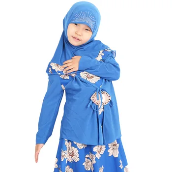 Ramadana Eid Mubarak Otroci Abaya Turčija Arabski Hidžab Muslimansko Obleko Set Dekleta Tam Kaftan Dubaj Caftan Afriške Obleke Islamska Oblačila