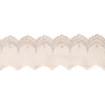 Visoko Kakovostnih Oblačil Materiala DIY Obrti Poroko Vezenine, Čipke Trim v Beli barvi z zlato 5Yards 4.5 cm Širina