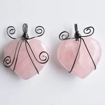 2020 Moda, ljubezen srce oblika kakovostno naravno roza kamen za nakit, izdelava obeski 30 mm 4pcs/veliko debelo brezplačna dostava