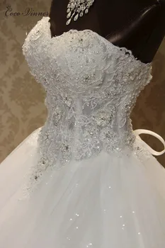 Moda luksuzni beading poročno obleko vestido de noiva čipke poročen plus velikost neveste poroka obleke casamento WX0093