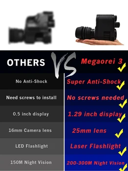 Integrirano obliko Megaorei3 Night Vision možnosti za Puško Optične Pogled Teleskop Lovske Kamere NV007 Lahko Posnamete Fotografijo in Video