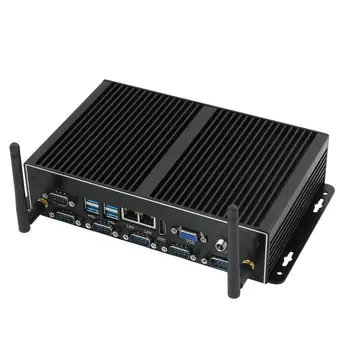 Brez ventilatorja Industrijske Mini PC Intel Core i7 4500U i5 4200U Windows 10 Linux 6xRS232 RS485 Dvojno NIC HDMI VGA 4G LTE WiFi 8xUSB