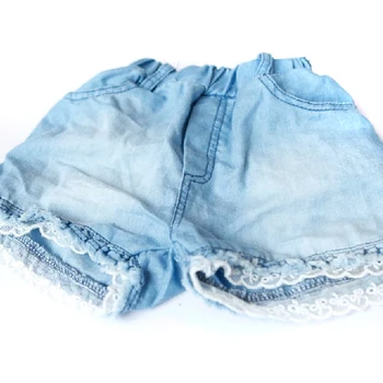 Nova Moda Otroci Dekleta Hlače Jeans Čipke Pocket Demin Poletne Kratke Hlače