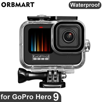 ORBMART Vodotesno Ohišje Ohišje za GoPro Hero 9 Potapljanje Črna Zaščitna Podvodno Potapljanje Kritje za Go Pro 9 GoPro9 Dodatki