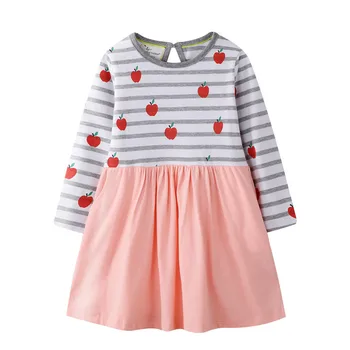 Skoki Metrov Novega Malčka, Girl Obleke Jeseni Živali Bombaž Otroci Obleke za Dekleta Obleke Prugasta Otrok Obleka Princess