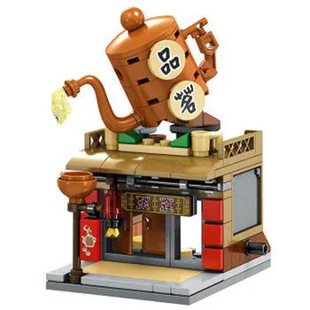 Sembo Mesto Mini Street View Serije Chinatown Restavracija Teahouse DIY Igrača gradniki Model Opeke za Otroke Darila