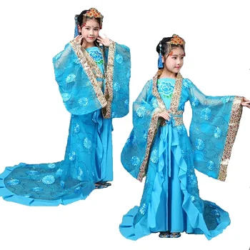 Starodavni kitajski kitajski tradicionalni kostum opera otroci otrok dekle dinastije ming tang han hanfu obleko otroka kostum ljudski ples