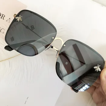 HBK Luksuzni Kvadratnih sončna Očala Ženske Moški Retro blagovne Znamke oblikovalec Kovinski Okvir Prevelik sončna Očala Ženski Grandient Odtenki Oculos