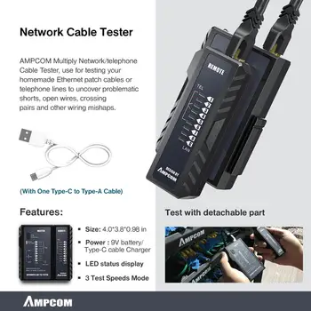 Omrežja, škatla za Orodje, AMPCOM 12 v 1 Profesionalni Prenosni Ethernet Računalnika, Vzdrževanje LAN Kabel Tester Set za Popravilo