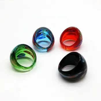4pcs/Veliko Kitajski stil nakit Mix Barve Lampwork Stekla Murano Obroči 17-19 mm