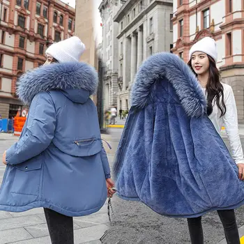 2020 Novo Bombaž Zgostitev Toplo Zimsko Jakno Plašč Ženske Priložnostne Parka Zimska Oblačila Krzno Oblog Hooded Parka Coats