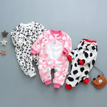 Leopard Natisniti Otroške igralne obleke Pozimi Toplo Runo Oblačila Sklop za Fante Risanka za Malčke Dekliška Oblačila Newborn Baby Kombinezoni Jumpsuit