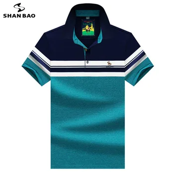 Moške priložnostne kratka sleeved Polo majica 2020 poletje vezenje luksuzni kakovostnega bombaža poslovnih gospod prugasta POLO majica